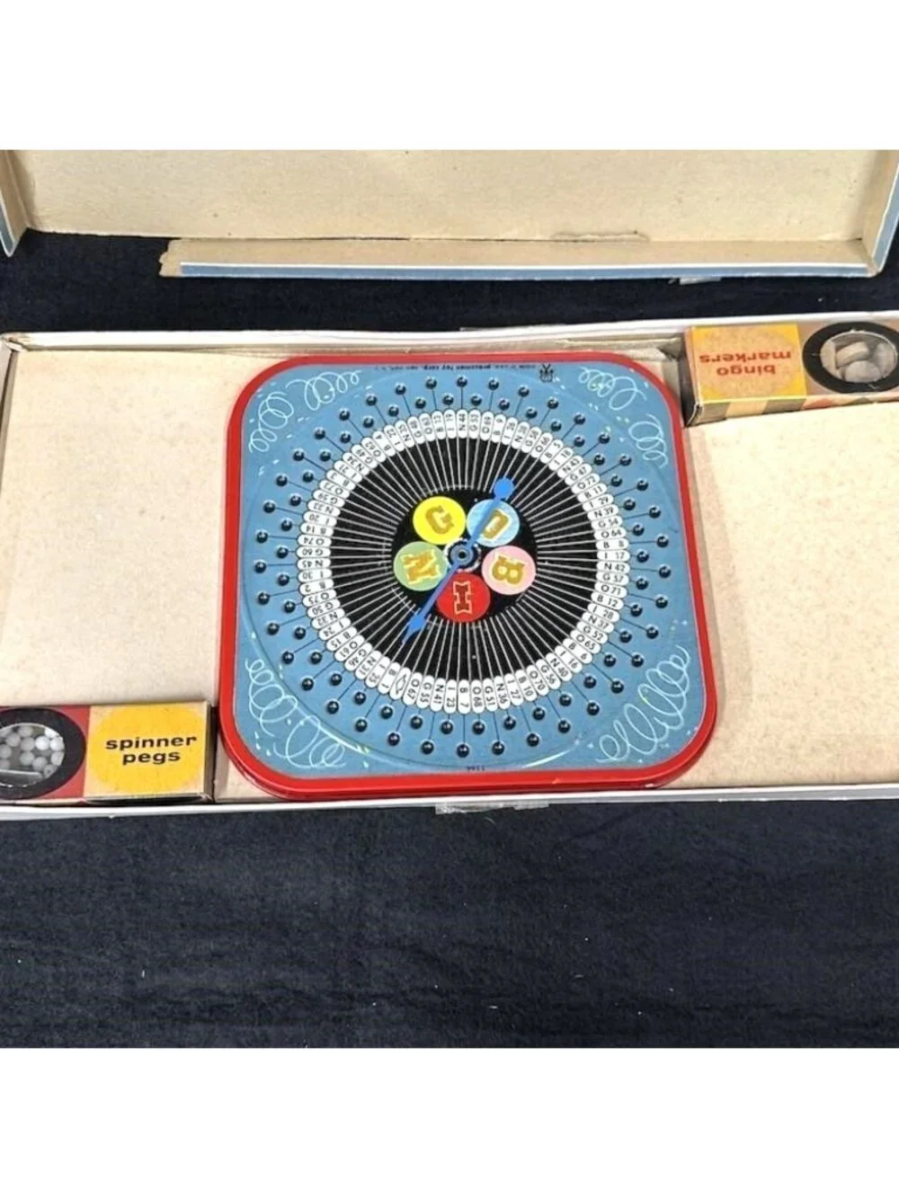 Pressman Bingo Board Game with Metal Spinner Tin Lithograph Complete